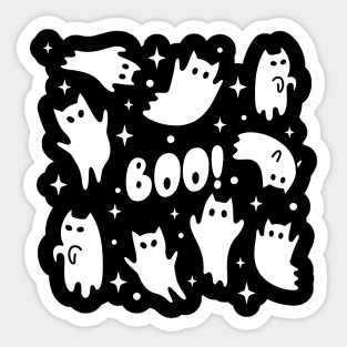 Boo Halloween Cat Ghosts Sticker